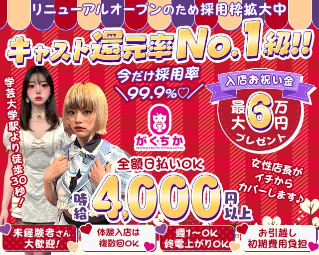 【学芸大学】Girls Bar がくちか 武蔵小杉コンカフェ求人・バイト TOP画像