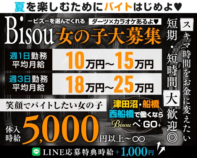 【JR津田沼駅・京成新津田沼駅】GirlsBar Bisou-ビズ-