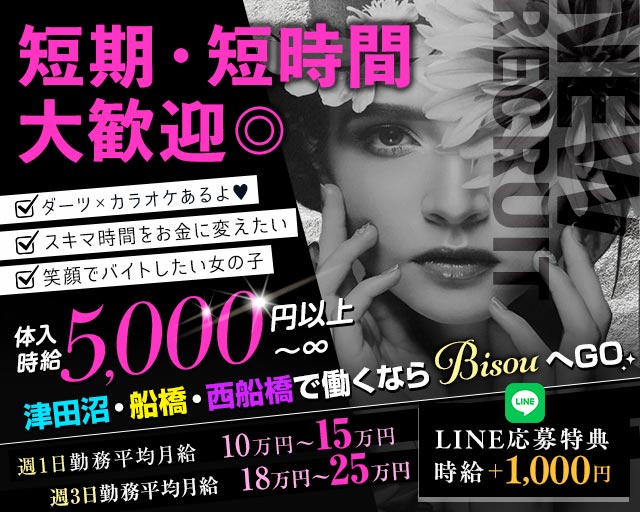 【JR津田沼駅・京成新津田沼駅】GirlsBar Bisou-ビズ-